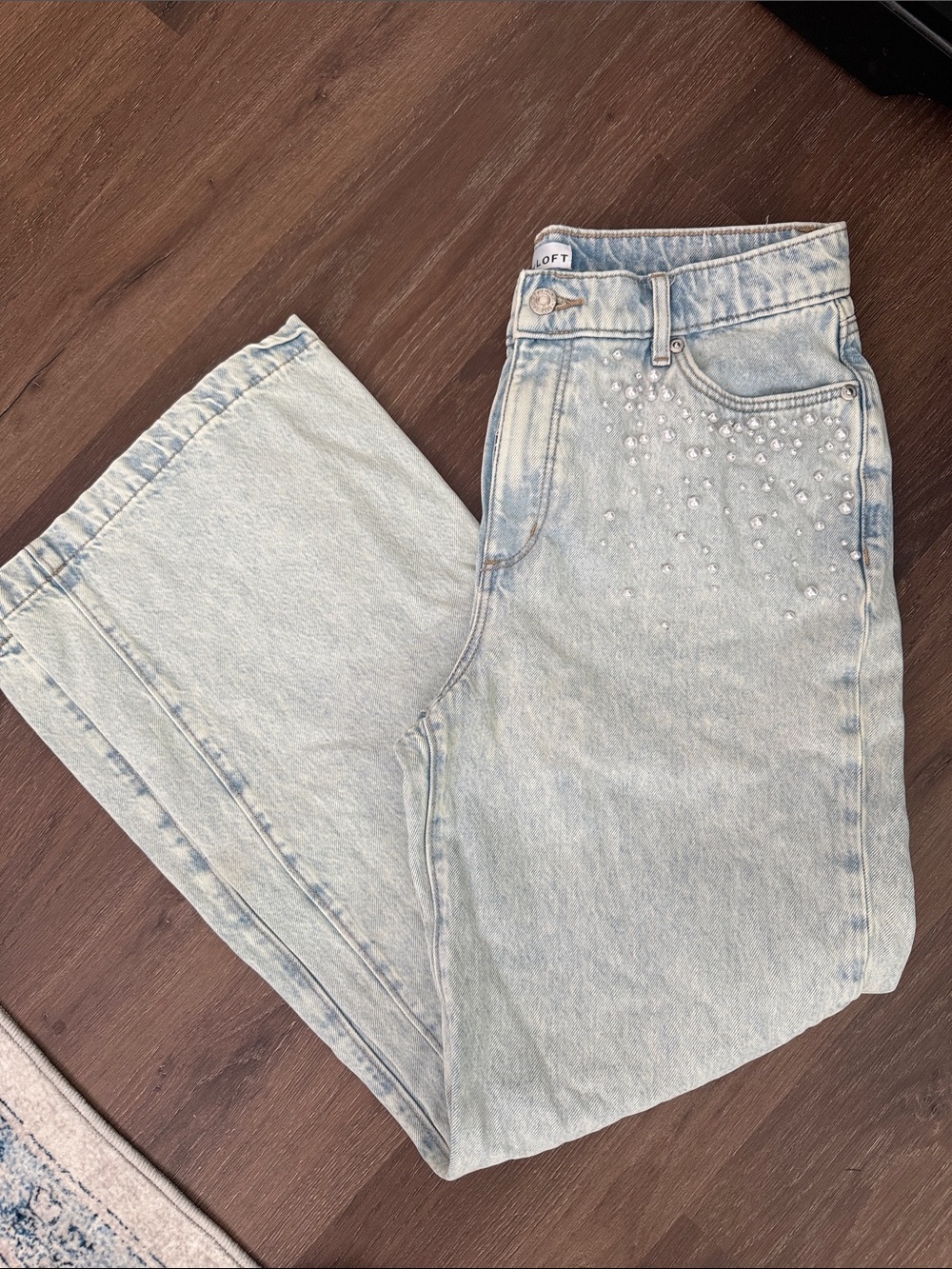NWOT Loft Wide Leg Pearl Jeans